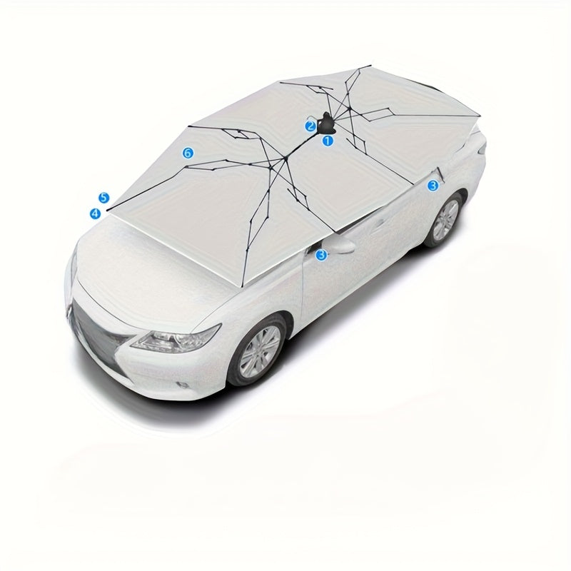 Semi-Automatic Foldable Car Sunshade –  Canopy for Sun Protection, Interior Cooling & Portable UV Shield