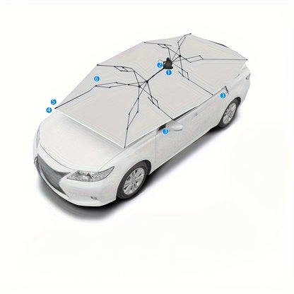 Semi-Automatic Foldable Car Sunshade –  Canopy for Sun Protection, Interior Cooling & Portable UV Shield